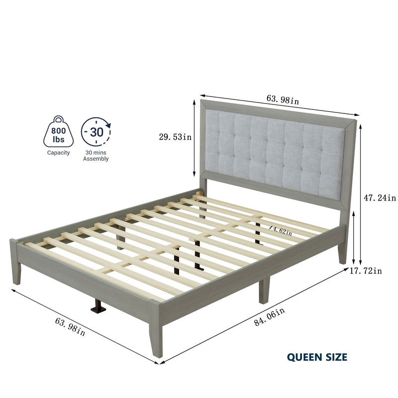 Mid Century Modern Platform Bed With Upholstered Headboard - R&R Furniture Gallery (Fountain Valley, CA)