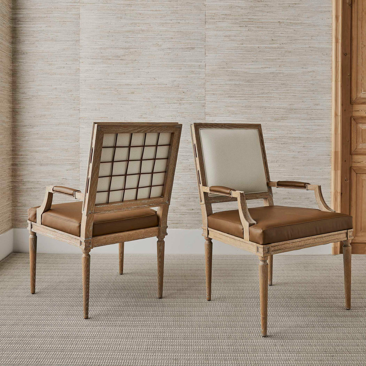 French Connection - Armchair (Set of 2) - Woodtone / Beige