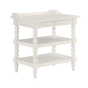 Aria - Nightstand With Styling, 2 Shelves, Pull Out Tray, Spool Turned Legs - Antique White - R&R Furniture Gallery (Fountain Valley, CA)