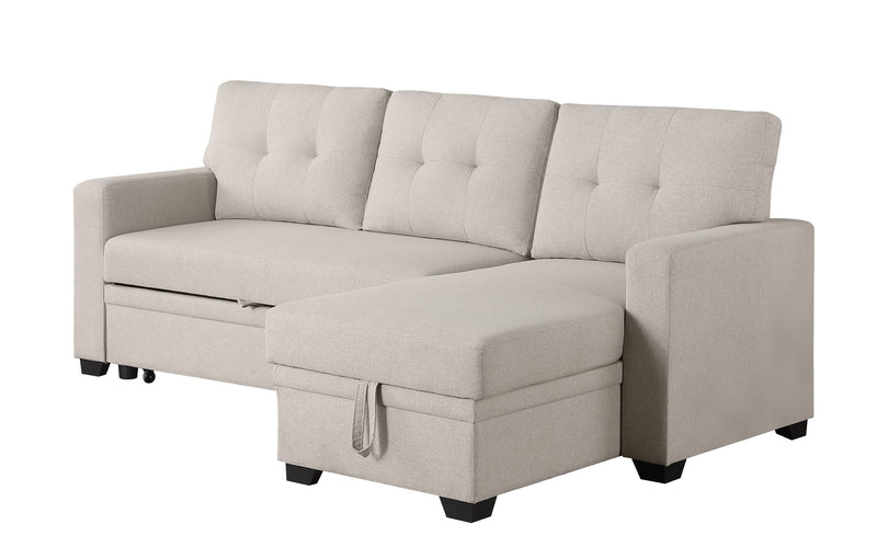 Upholstered Pull Out Sectional Sofa With Chaise - R&R Furniture Gallery (Fountain Valley, CA)