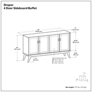 Draper - 4 Door Sideboard Buffet - Brown - R&R Furniture Gallery (Fountain Valley, CA)