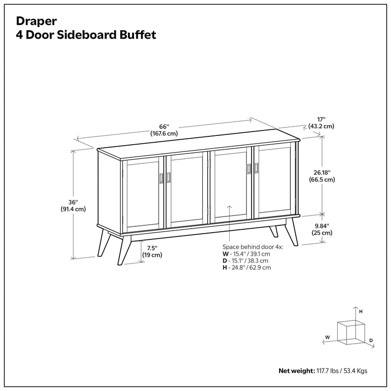 Draper - 4 Door Sideboard Buffet - Brown - R&R Furniture Gallery (Fountain Valley, CA)