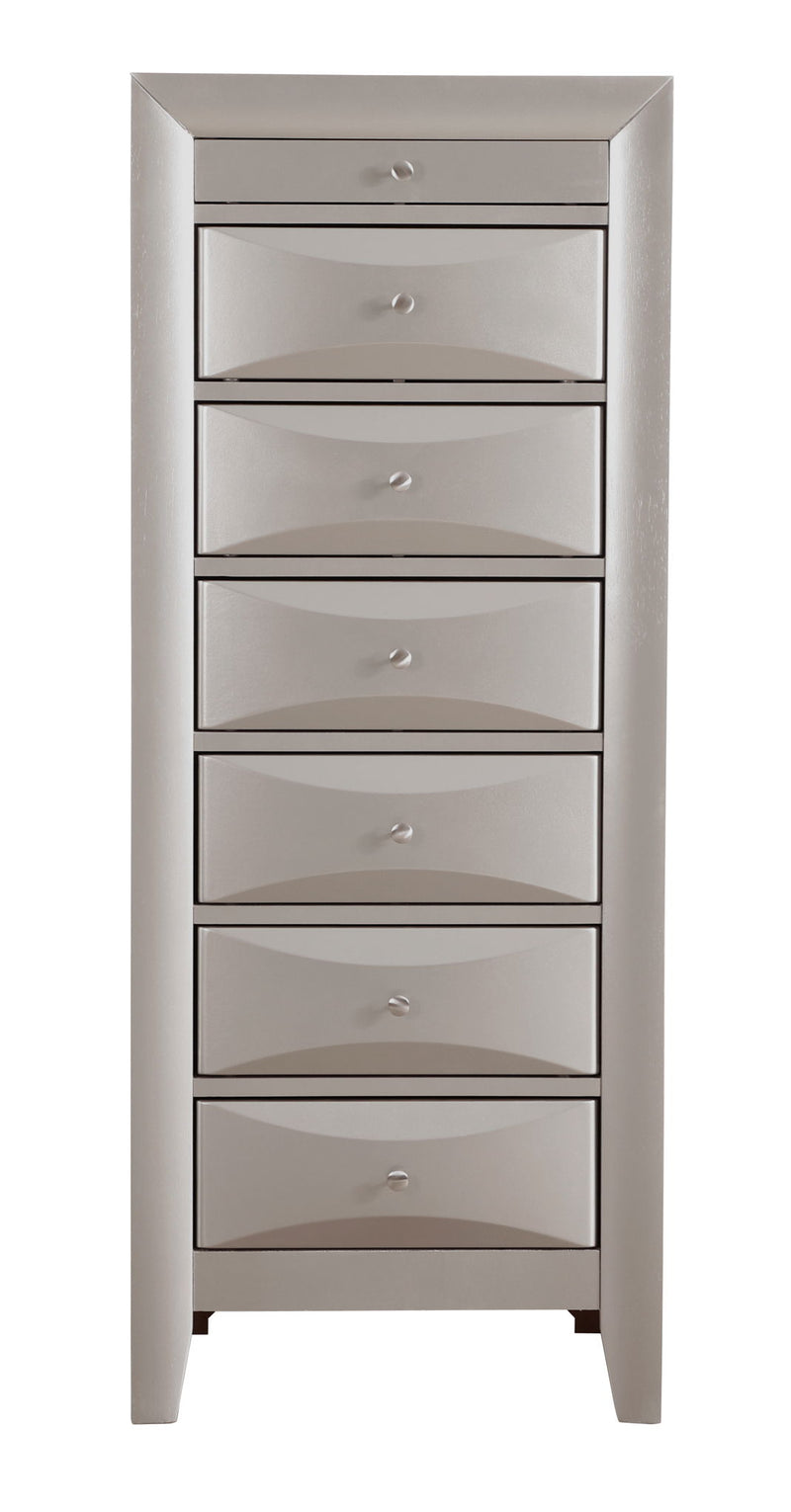 Glory Furniture Marilla 7 Drawer Lingerie Chest with wooden finish and sleek design, featuring six visible drawers for storage.