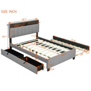 Upholstered Platform Bed With Storage Headboard, Trundle & 2 Drawers And A Set Of Sockets & USB Ports - R&R Furniture Gallery (Fountain Valley, CA)