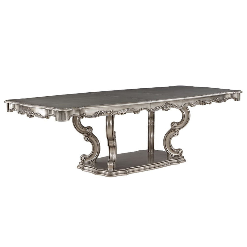 Ariadne - Dining Table With Pedestal - Antique Platinum - R&R Furniture Gallery (Fountain Valley, CA)