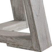 Uttermost Gidran dining table with a sleek wooden surface and modern metal legs, ideal for contemporary dining rooms.