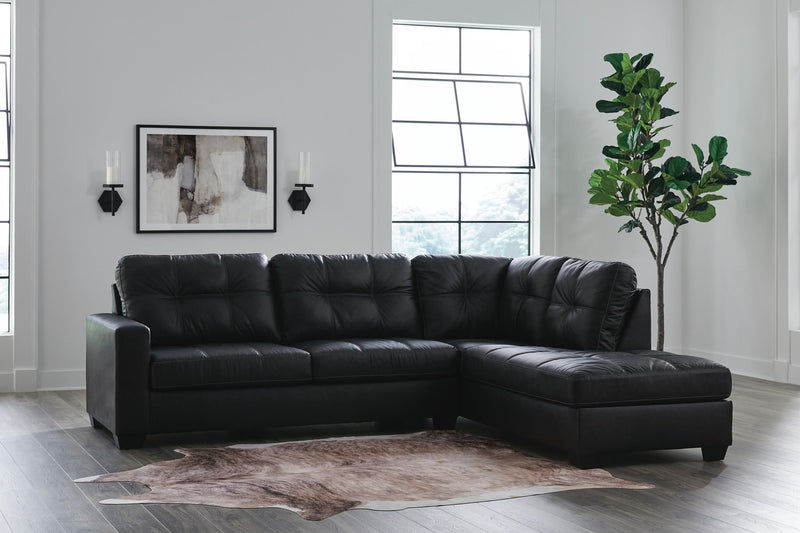 Benchcraft® Barlin Mills stationary sectional sofa with plush cushions and modern design, shown in a spacious living room setting.