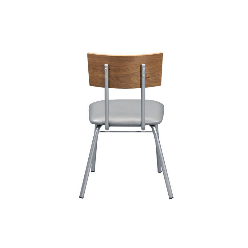 Jurgen - Side Chair (Set of 2) - Gray Synthetic Leather, Oak & Silver - R&R Furniture Gallery (Fountain Valley, CA)