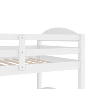 White twin L-shaped bunk bed with trundle from DreamHaus, featuring a sturdy frame and space-saving design for kids' bedrooms.