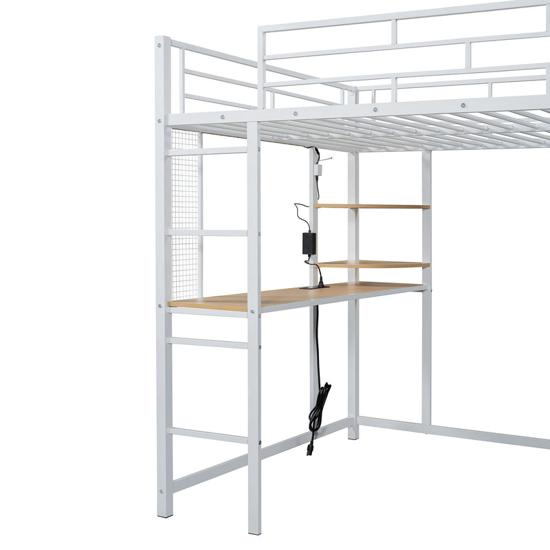 Loft Bed With Desk, Shelves, Power Outlet, LED Light And Wardrobe - R&R Furniture Gallery (Fountain Valley, CA)