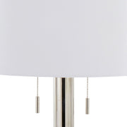 Set of two Lumi Source Master 29-inch contemporary table lamps with polished nickel finish and white shades on a sleek surface.