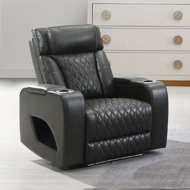 Taddeo - Power Motion Recliner With Power Headrest, USB, Wireless Charger & LED - Dark Gray - R&R Furniture Gallery (Fountain Valley, CA)