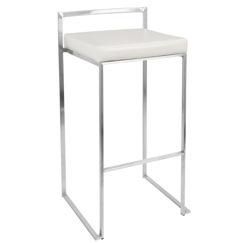 Lumi Source Fuji contemporary stackable barstool with sleek modern design, featuring a cushioned seat and metal frame.