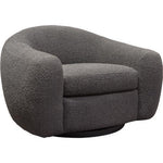 Pascal Swivel Chair in Charcoal Boucle Textured Fabric w/ Contoured Arms & Back