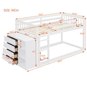 DreamHaus bunk bed with four drawers and three shelves, featuring a sturdy wooden frame and space-saving design for bedrooms