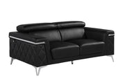1140 - Top Grain Italian Leather Living Room Set - Black - R&R Furniture Gallery (Fountain Valley, CA)