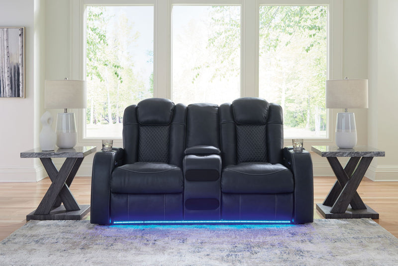 Fyne-dyme - Power Reclining Loveseat With Console/Adj Hdrst - R&R Furniture Gallery (Fountain Valley, CA)
