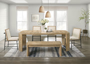 Magnus - 6 Piece Extendable Rectangular Dining Table Set With Dining Bench - Oak - R&R Furniture Gallery (Fountain Valley, CA)