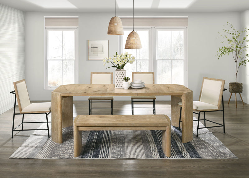 Magnus - 6 Piece Extendable Rectangular Dining Table Set With Dining Bench - Oak - R&R Furniture Gallery (Fountain Valley, CA)