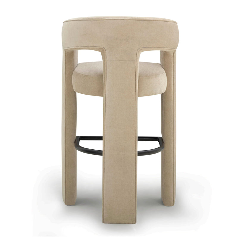 TOV Furniture Malone counter height stool with wooden legs and upholstered seat, designed for stylish kitchen or bar seating.