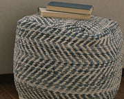 Chevron - Pouf - Blue - R&R Furniture Gallery (Fountain Valley, CA)