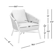 Rowan - Rope Barrel Back Patio Accent Arm Chair (Set of 2) - Optic White - R&R Furniture Gallery (Fountain Valley, CA)