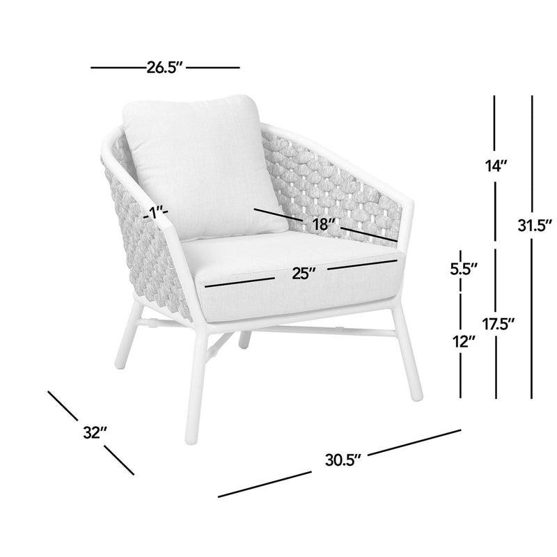Rowan - Rope Barrel Back Patio Accent Arm Chair (Set of 2) - Optic White - R&R Furniture Gallery (Fountain Valley, CA)