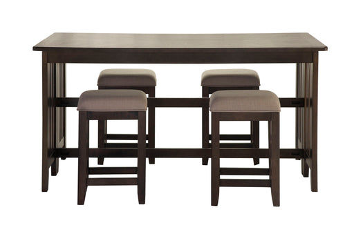 Drop Leaf Table & 4 Stools - Dark Brown - R&R Furniture Gallery (Fountain Valley, CA)