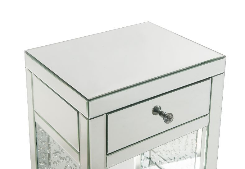 Nysa - 18" X 14" Accent Table - Mirrored & Faux Crystals - R&R Furniture Gallery (Fountain Valley, CA)