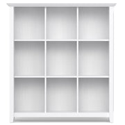 Handcrafted Acadian cube storage organizer by Simpli-Home with six open square compartments for versatile home storage.