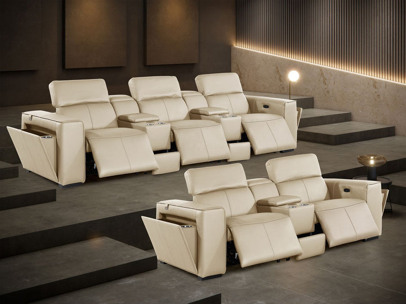 1224 - 8-Piece Modular Power Reclining Sofa & Loveseat Set In With 5 Power Recliners & Power Headrests