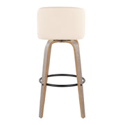 Lumi Source Toriano fixed height contemporary barstool set with swivel and round footrest, featuring sleek modern design.