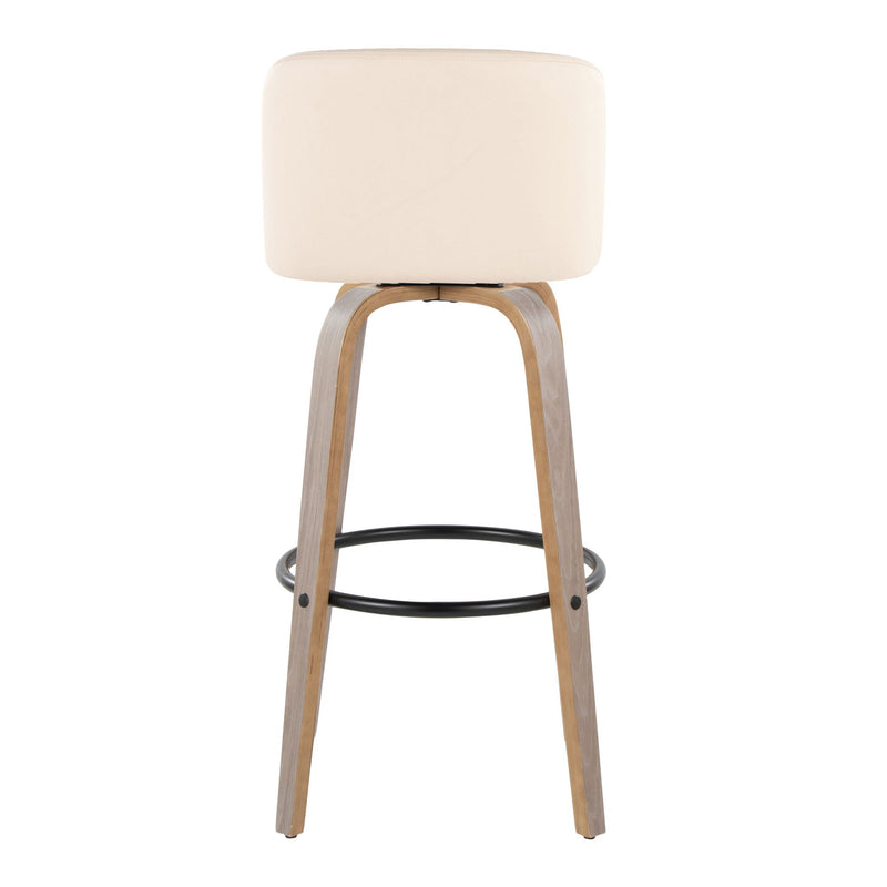 Lumi Source Toriano fixed height contemporary barstool set with swivel and round footrest, featuring sleek modern design.