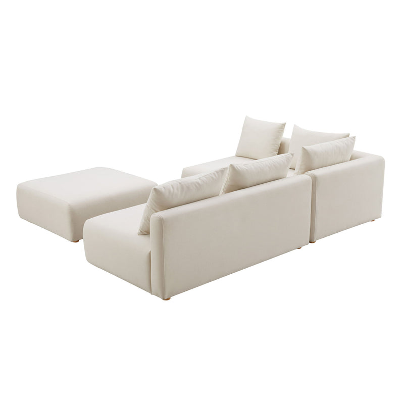 Hangover - 4-Piece Linen Modular Chaise Sectional - Cream - R&R Furniture Gallery (Fountain Valley, CA)