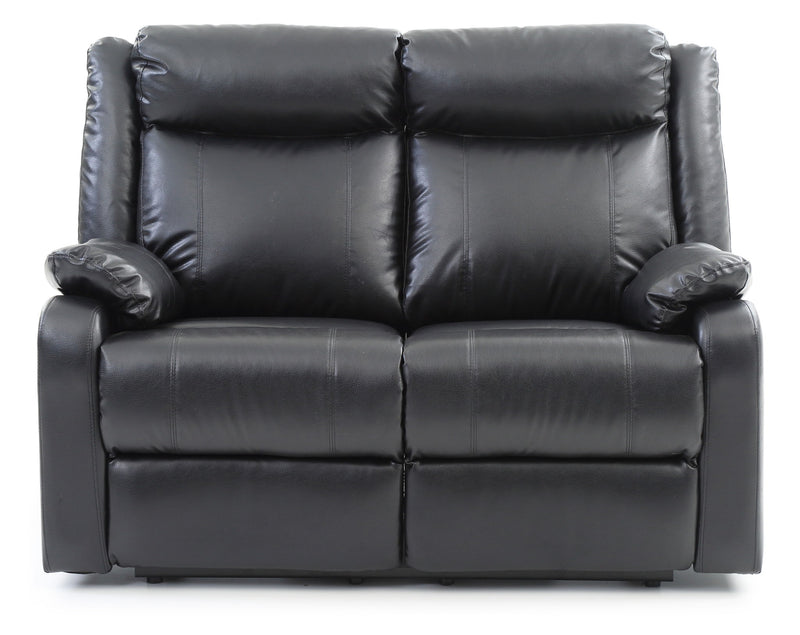 Glory Furniture reclining loveseat for two, featuring plush fabric and dual recliners, perfect for comfortable seating.