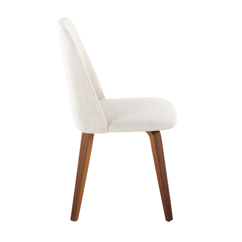Toriano Mid-Century Modern Dining Chair Set of 2 with Solid Wood Legs — Natural/Cream or Walnut/Beige - R&R Furniture Gallery (Fountain Valley, CA)