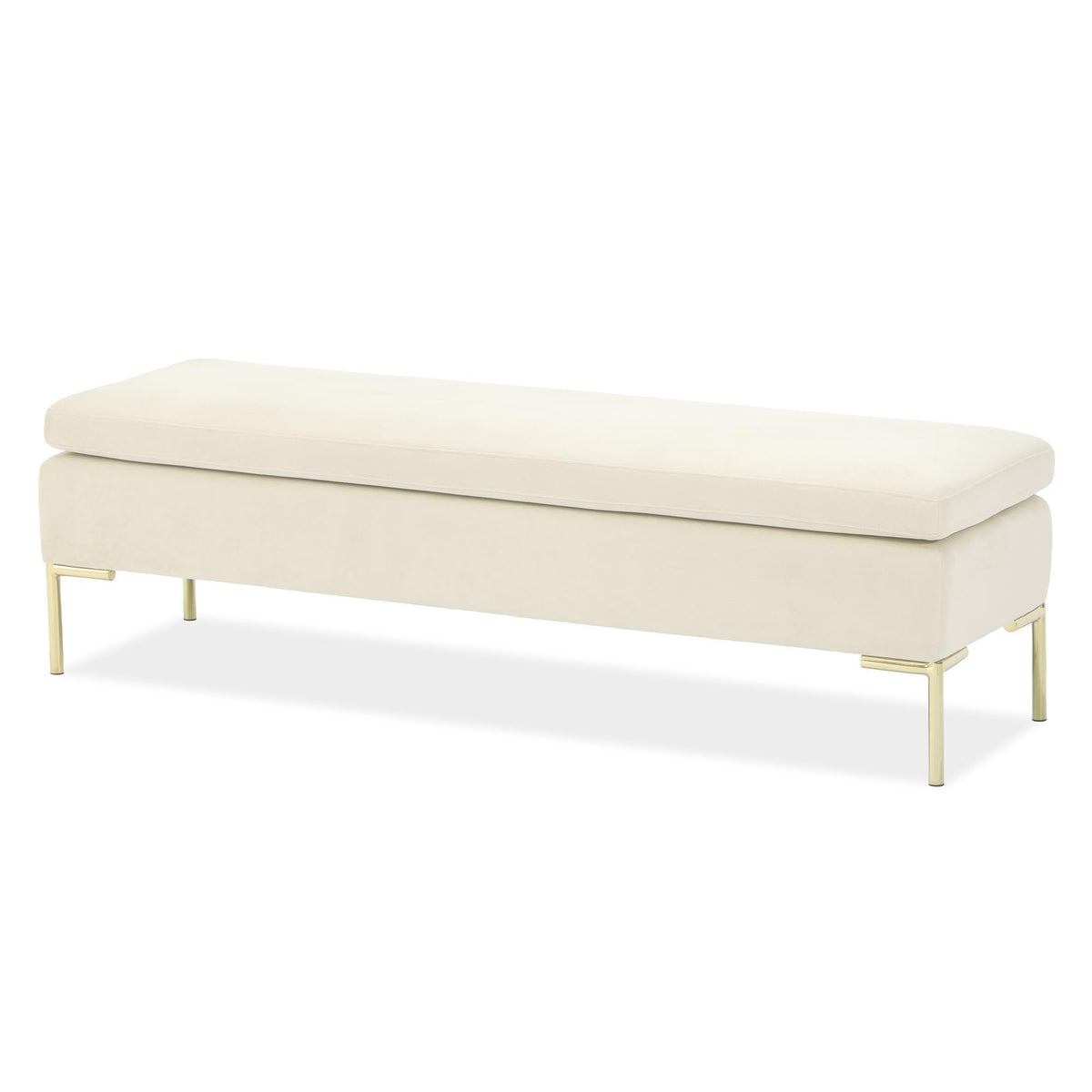 Signature Beds & Benches - Zennia Velvet Accent Bench - Ivory / Gold - R&R Furniture Gallery (Fountain Valley, CA)