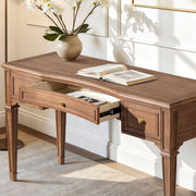 Brown Jennifer Taylor Home Dauphin 3 Drawer Executive Desk with sleek wood finish and modern design for office workspace.