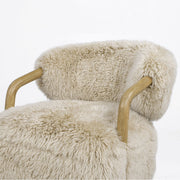 Becker - Rustic Oak Sheepskin Upholstered Accent Arm Chair - Taupe Beige - R&R Furniture Gallery (Fountain Valley, CA)