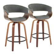 Lumi Source vintage mod mid-century modern fixed height counter stools with swivel and round footrest, set of 2, in stylish design