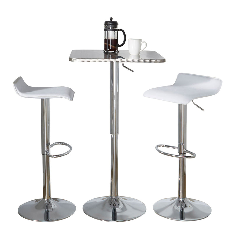 Lumi Source 3-piece bistro bar set with square tables and adjustable oval footrests for contemporary dining rooms.