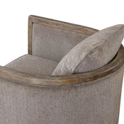 Gray Viaggio Chenille Accent Chair by Uttermost with plush upholstery and modern design, shown from a front angle.