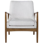 Uttermost Bev white accent arm chair with cushioned seat and sleek modern design, ideal for living rooms or bedrooms.