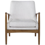 Uttermost Bev white accent arm chair with cushioned seat and sleek modern design, ideal for living rooms or bedrooms.