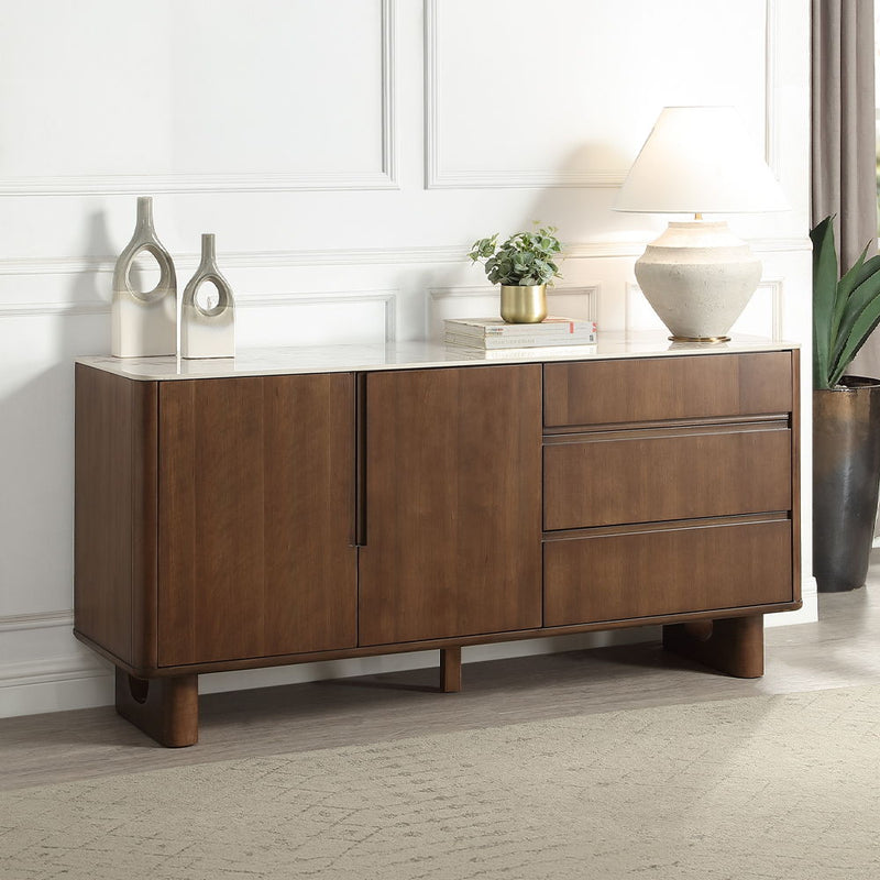 Harvey - Server With Ceramic Top - Walnut - R&R Furniture Gallery (Fountain Valley, CA)