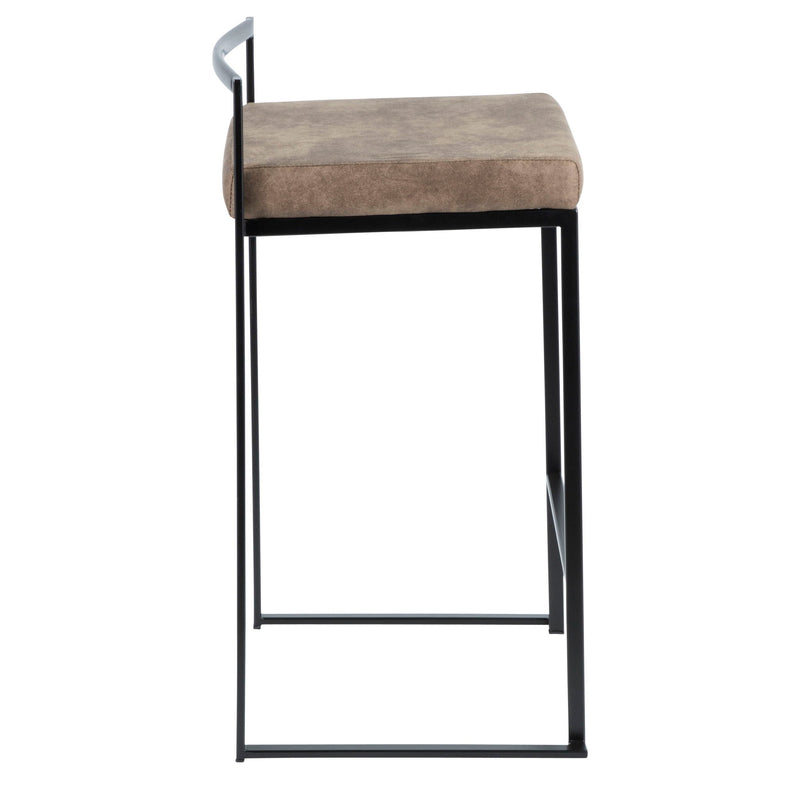 Lumi Source Fuji contemporary style stackable counter stool set with sleek design and wooden legs, ideal for modern kitchen or bar area.
