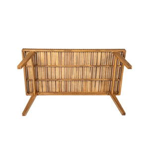 Outdoor Dining Table With Slatted Top, Ideal For Patio - Natural