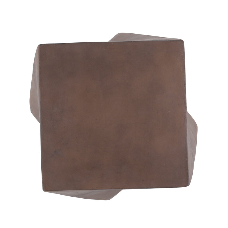 Outdoor lightweight concrete side table in brown by Noble House, featuring a sleek, modern design suitable for outdoor use.