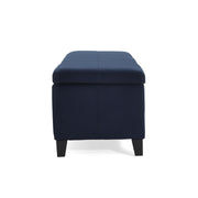 Noble House upholstered storage ottoman bench with cushioned top and wooden legs, ideal for living room storage and seating.