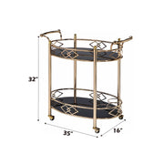 Ottesen - Serving Cart - Black Glass & Gold - R&R Furniture Gallery (Fountain Valley, CA)